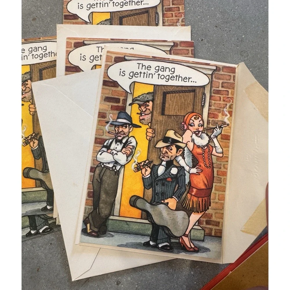 Vintage Party Invitation Card Lot Gangster Birds Humor Playing Cards
